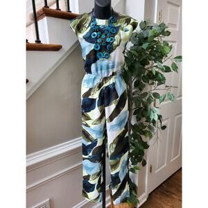 Vince Camuto Women's Multicolor Polyester Round Neck Casual Jumpsuit Zero Size